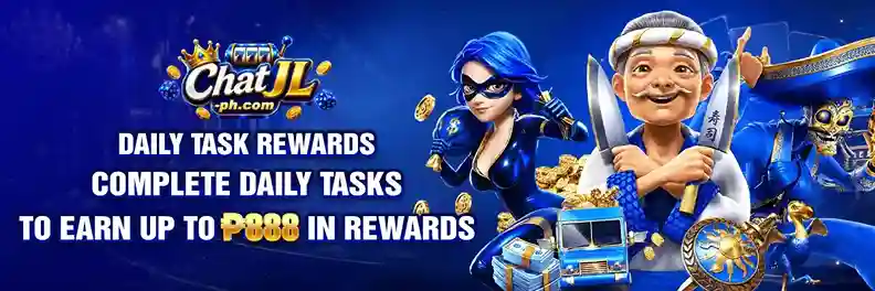 CHATJL daily task rewards promotion showing players completing simple casino missions for daily bonuses